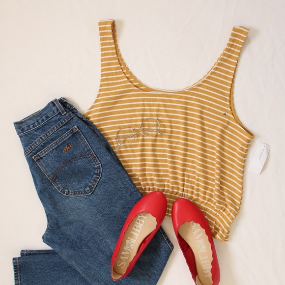 American Eagle Outfitters Tops - American Eagle Yellow/Tan and White Striped Tank